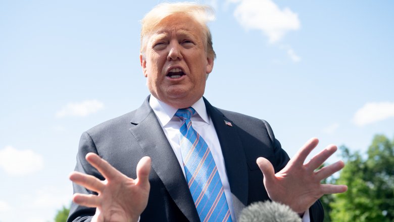 Donald Trump speaking outside