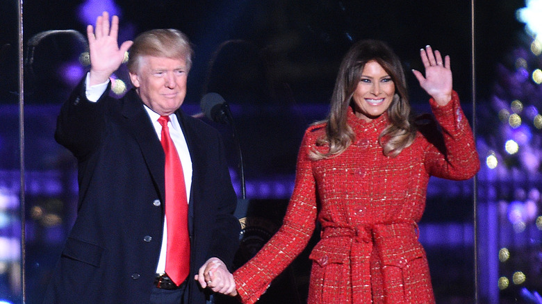 Donald and Melania Trump waving