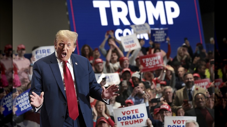 Donald Trump yelling at a rally
