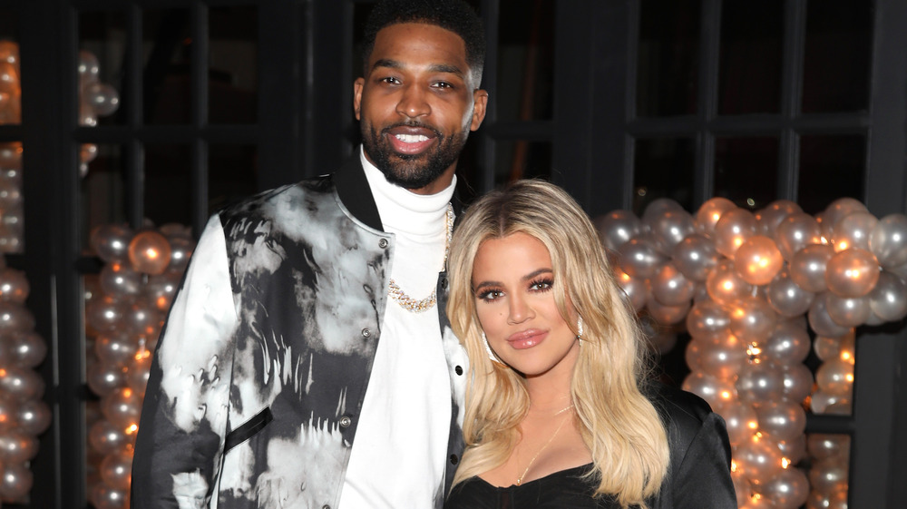 Khloé Kardashian and Tristan Thompson posing