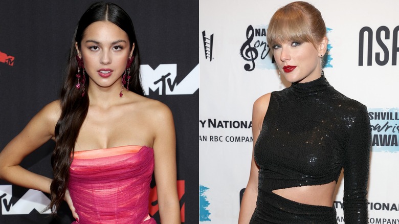 Olivia Rodrigo and Taylor Swift smiling
