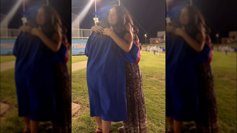 Joanna Gaines hugging Ella Rose Gaines at her high school graduation.