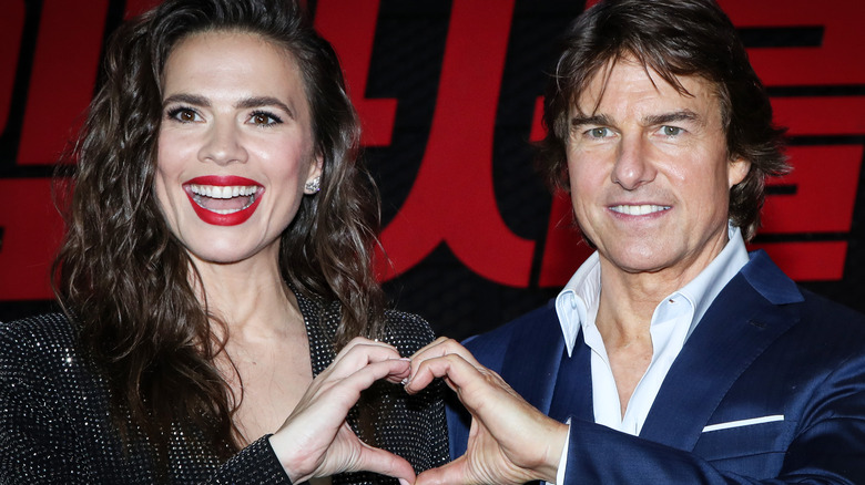 Tom Cruise and Hayley Atwell smiling