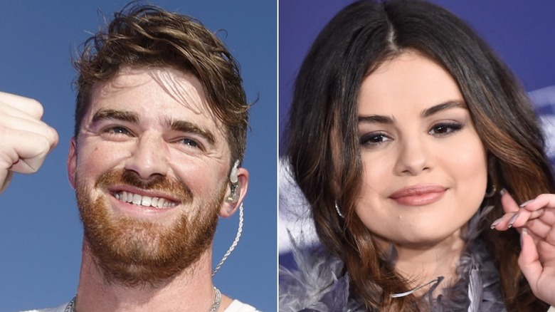 Drew Taggart punching air Selena Gomez touching cheek
