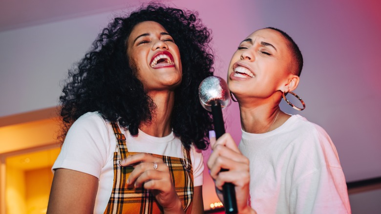 Two friends singing