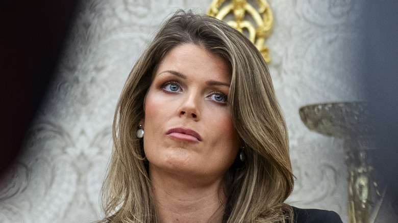 Lindsey Halligan, attorney for U.S. President Donald Trump, looking on during an executive order signing in the Oval Office