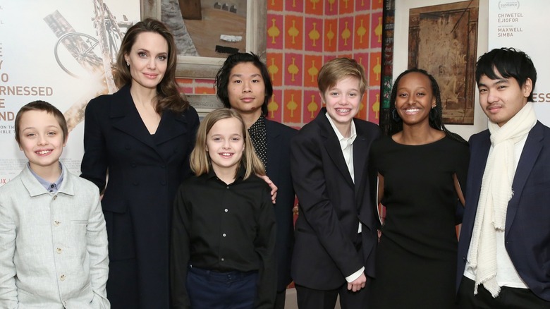 Angelina Jolie with her six children