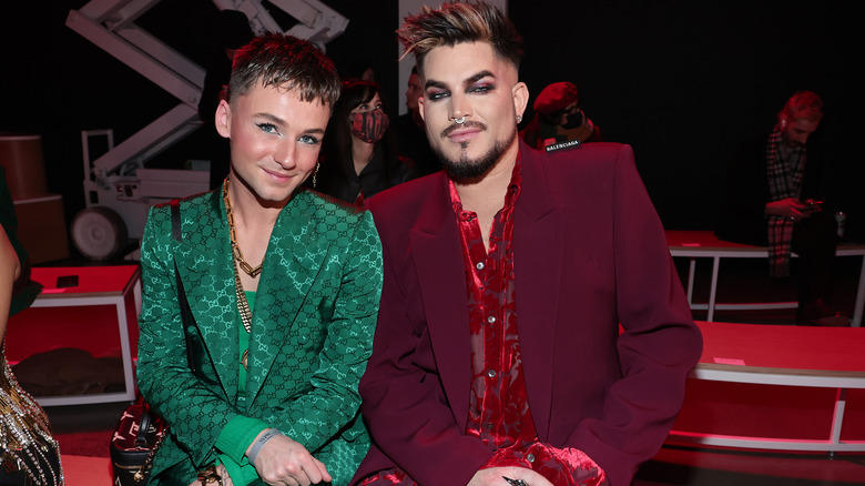 Oliver Gliese green suit Adam Lambert red jacket