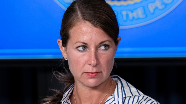 Melissa DeRosa at a press briefing
