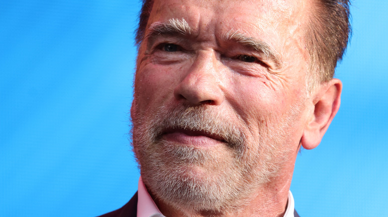 Arnold Schwarzenegger, smirking