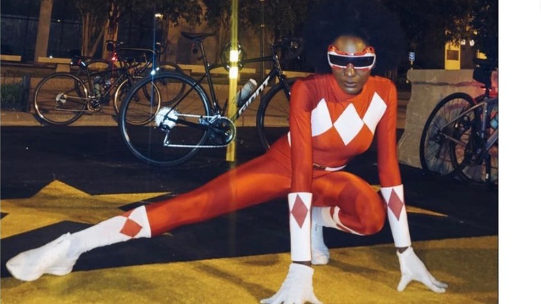 Azah as the red Power Ranger