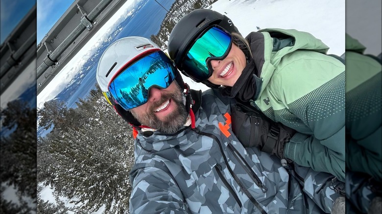 Ryan Dawkins poses with Clare Crawley while skiing