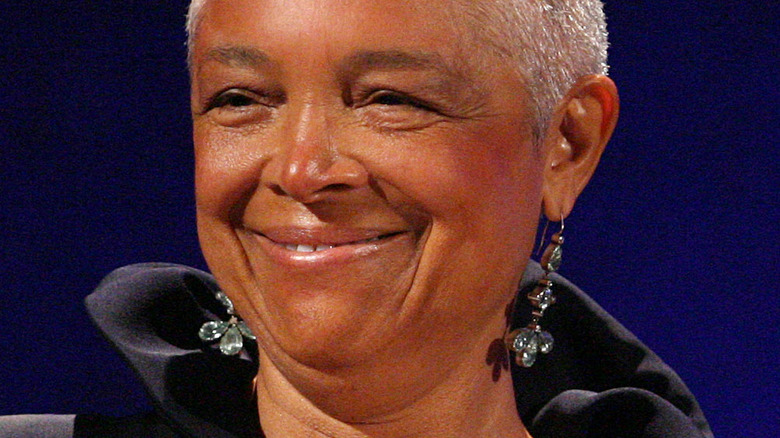 Camille Cosby smiling and looking to side