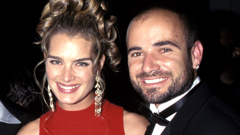 Brooke Shields and Andre Agassi smiling