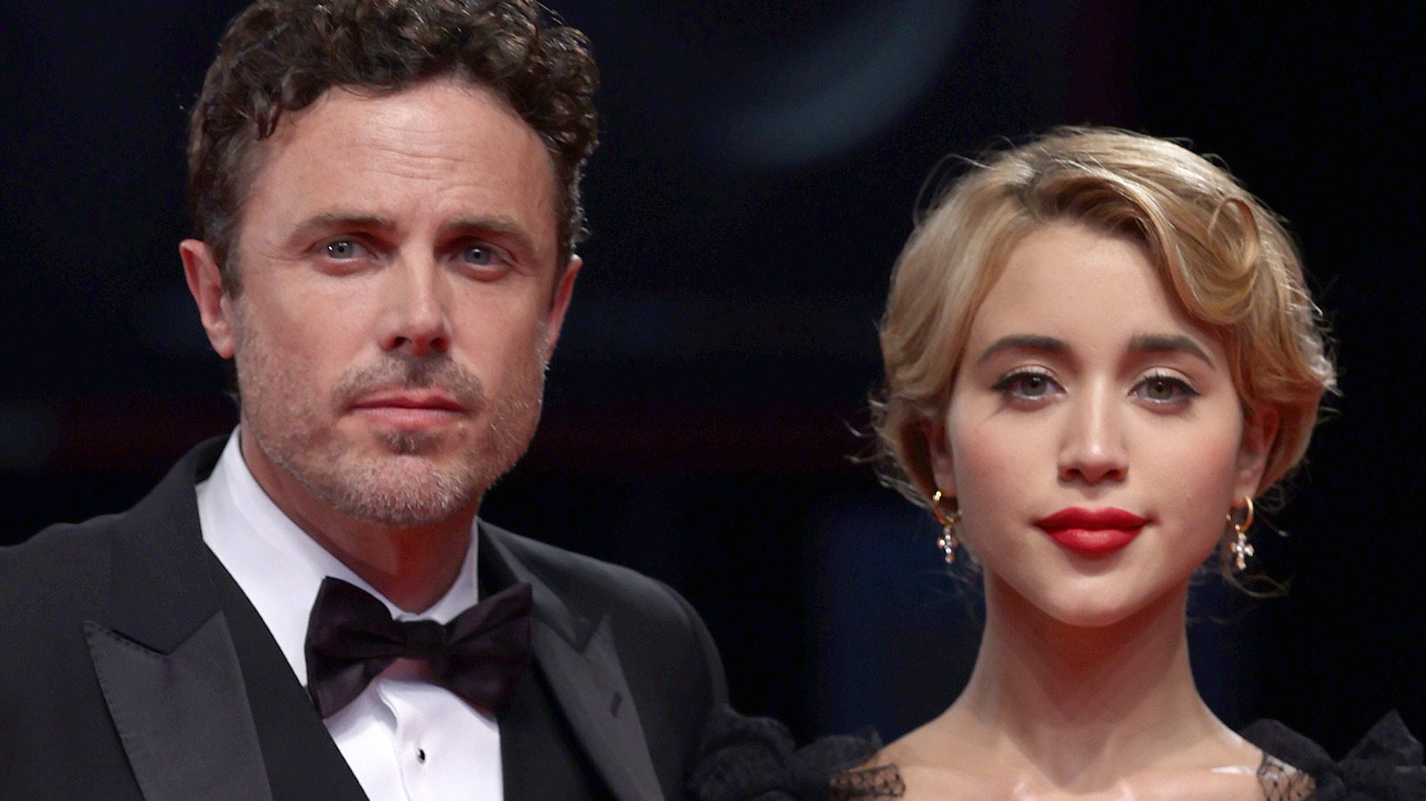 Actor Casey Affleck and his girlfriend, Caylee Cowan, pose