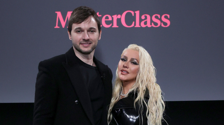 Matthew Rutler and Christina Aguilera attend a MasterClass event