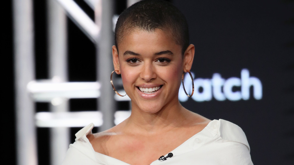 Jordan Alexander speaks on-stage during a segment of Facebook Watch's "Sacred Lies: The Singing Bones" in 2019