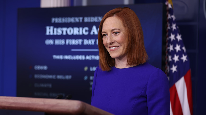 Jen Psaki conducting news conference