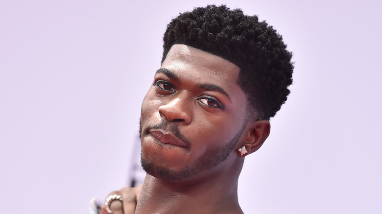 Lil Nas square gold earrings