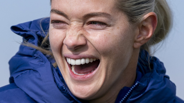 Kealia Ohai laughing blue jacket