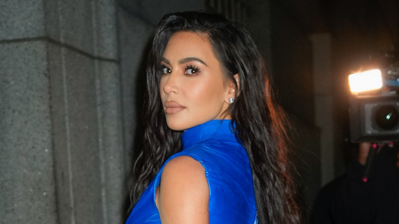 Kim Kardashian wearing blue in 2023