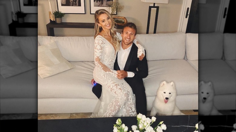 Kyle and Kristin Juszczyk in wedding garb