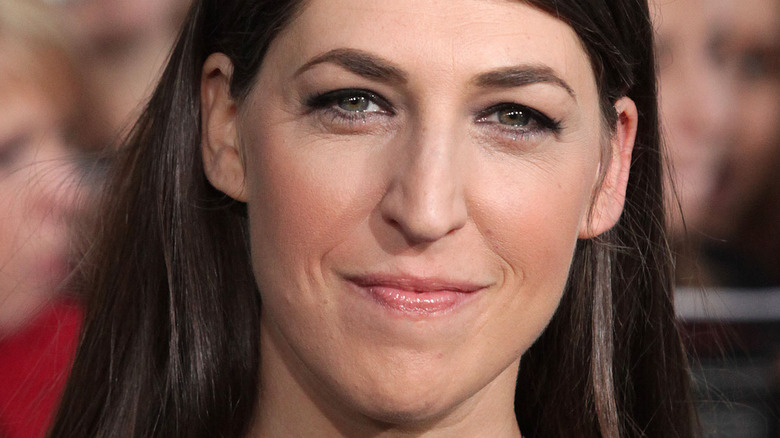 Mayim Bialik on a red carpet