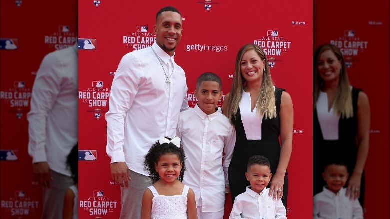 Michael Brantley and Melissa Brantley with their children