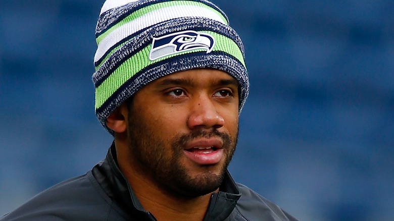 Russell Wilson wearing a beanie