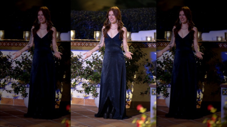 Olivia from Claim to Fame in blue dress