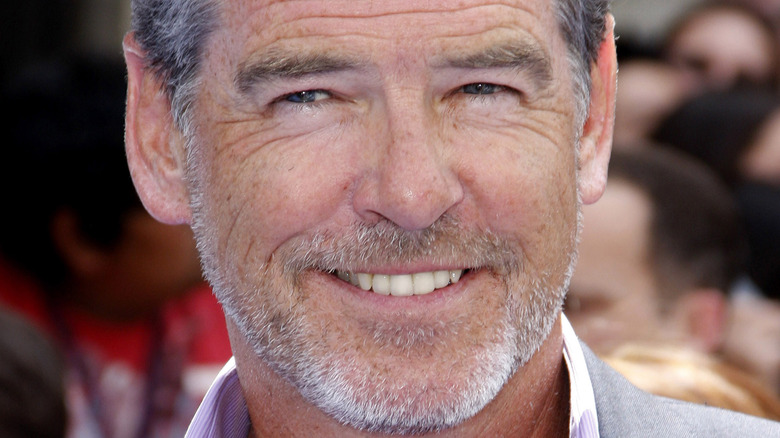 Pierce Brosnan smiling with beard