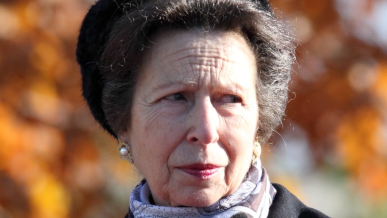 Princess Anne at horse racing event 