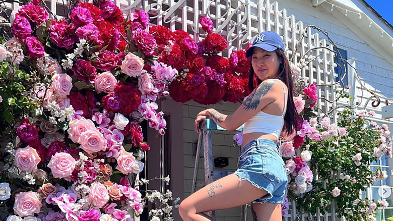 Rachel Clark with flowers
