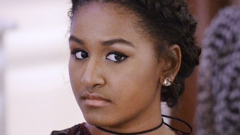 Sasha Obama at dinner