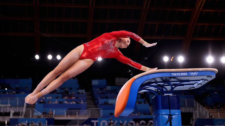 MyKayla Skinner performing on the vault 