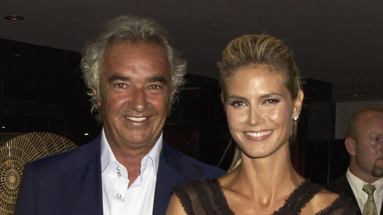 Flavio Briatore blue jacket Heidi Klum updo hair