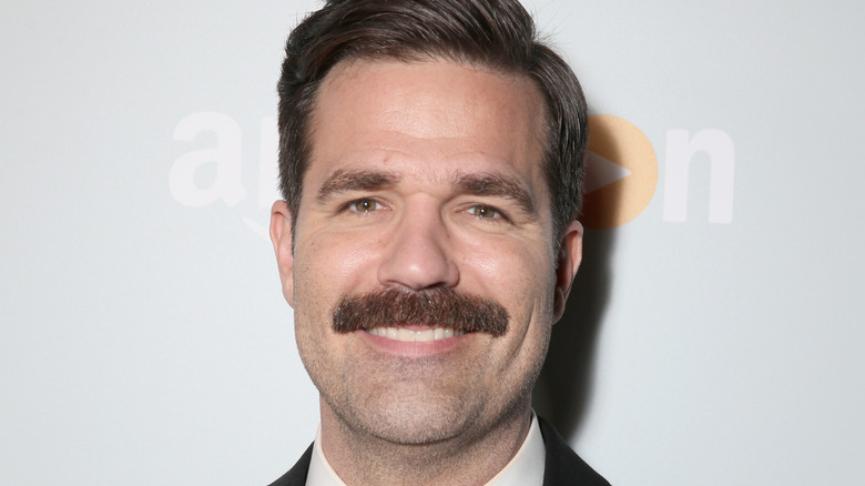 Rob Delaney mustache smiling 
