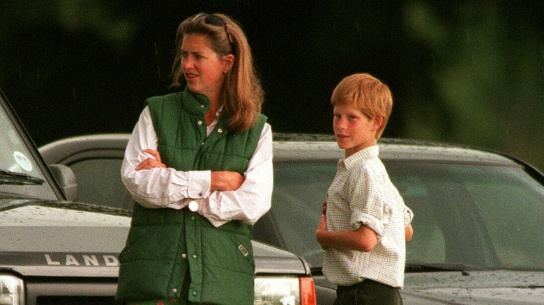 Tiggy Legge-Bourke and young Prince Harry talking