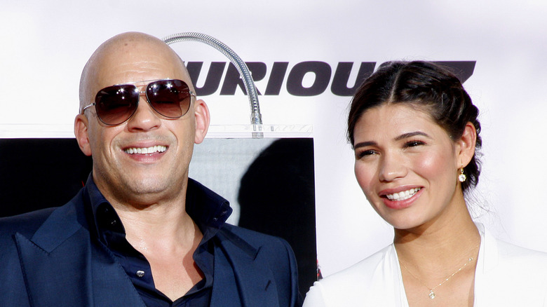 Paloma Jimenez and Vin Diesel at a "Fast and Furious" event