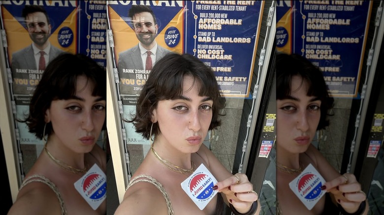 Rama Duwaji posing with voting sticker