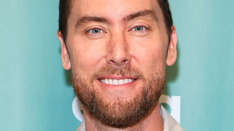 Lance Bass with raised eyebrows