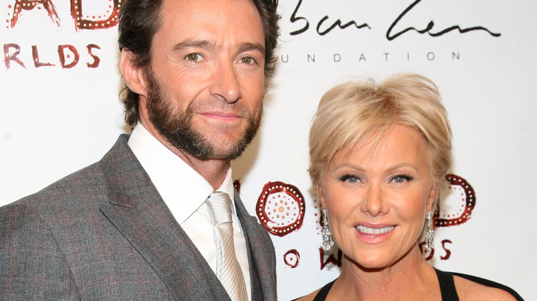 Hugh Jackman and Deborra-Lee Furness pose for photo