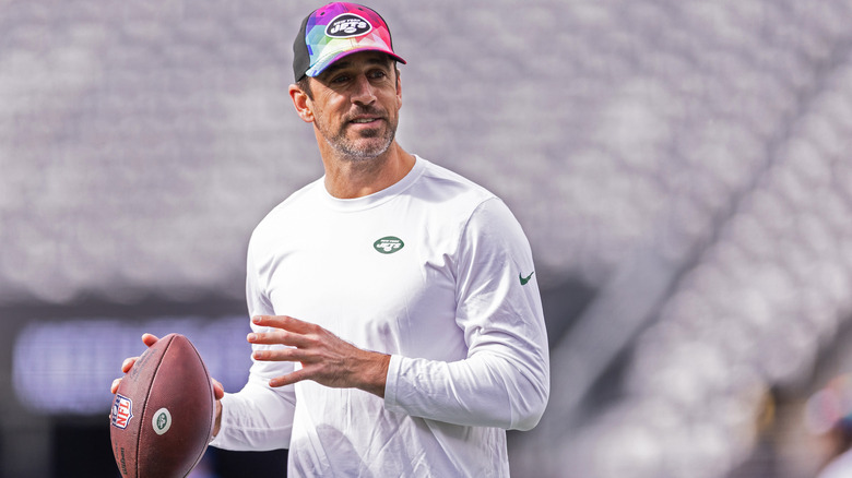 Aaron Rodgers at football practice