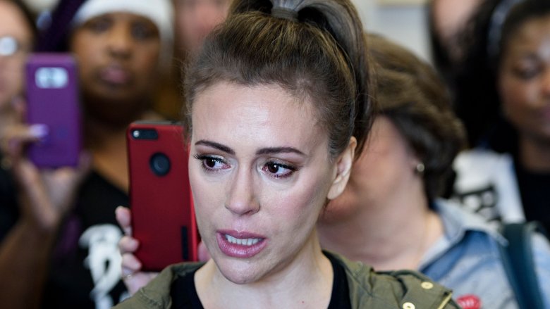 Alyssa Milano at the Brett Kavanaugh hearing to support Dr. Christine Blasey Ford