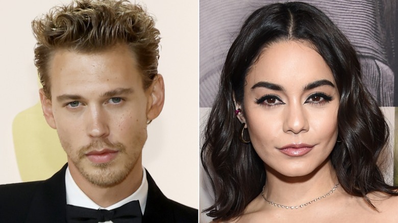 Austin Butler and Vanessa Hudgens posing for photos