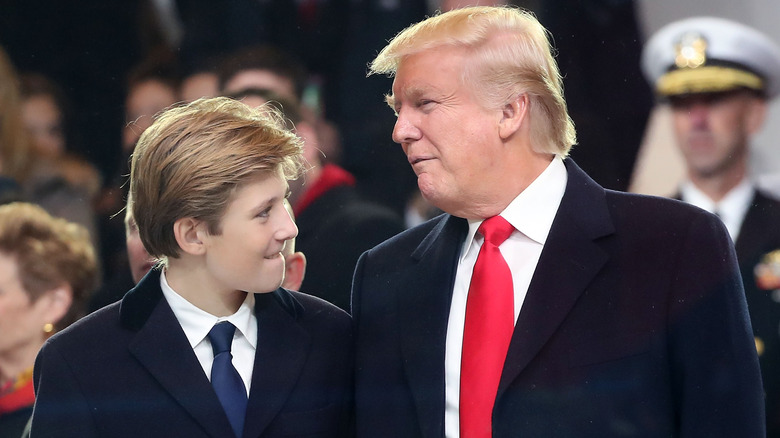 Donald and Barron Trump smiling