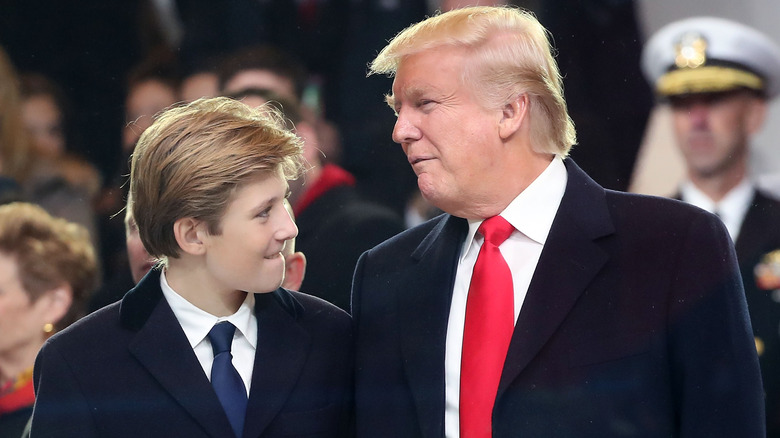 Donald and Barron Trump smiling