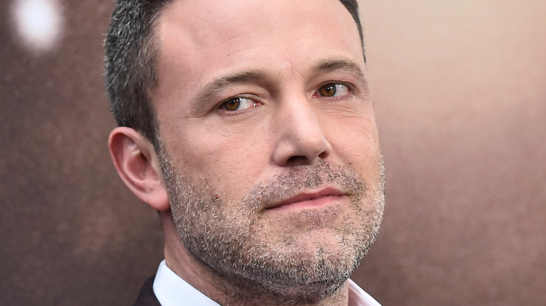 Ben Affleck, not smiling, looking away, facial hair, grey in his hair, 2020 red carpet 