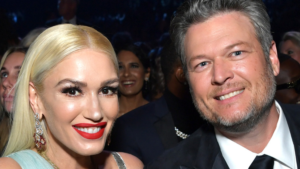 Gwen Stefani and Blake Shelton smiling