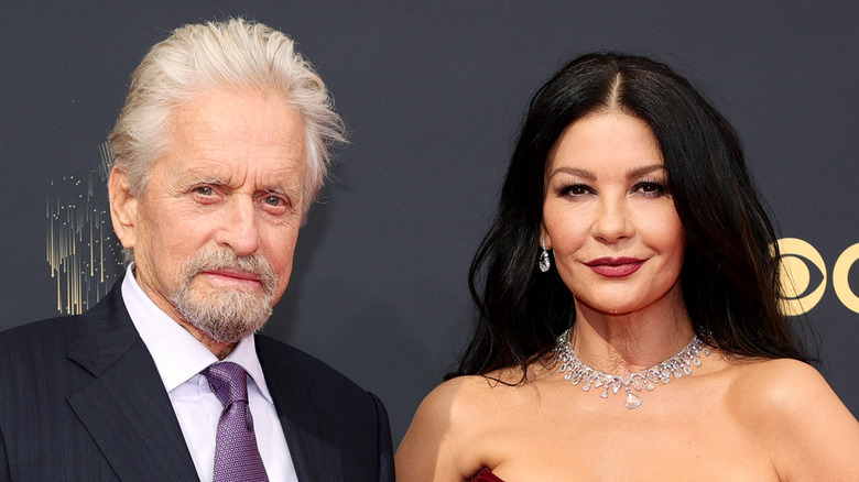 Catherine Zeta-Jones and Michael Douglas pose